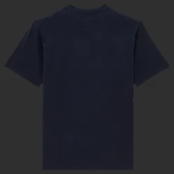 Clearance Vilebrequin Men Cotton T-Shirt Logo Flocked Navy/Blue