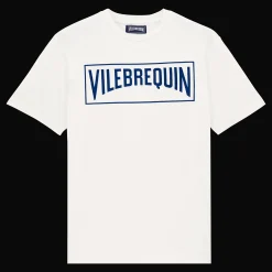 Fashion Vilebrequin Men Cotton T-Shirt Logo Flocked Off White/White