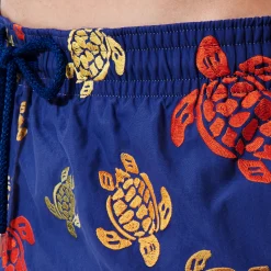 Best Sale Vilebrequin Men Embroidered Swim Trunks Ronde Des Tortues - Limited Edition Purple Blue/Blue