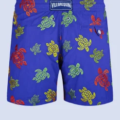 Best Sale Vilebrequin Men Embroidered Swim Trunks Ronde Des Tortues - Limited Edition Purple Blue/Blue