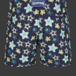Shop Vilebrequin Men Embroidered Swim Trunks Stars Gift - Limited Edition Navy/Blue