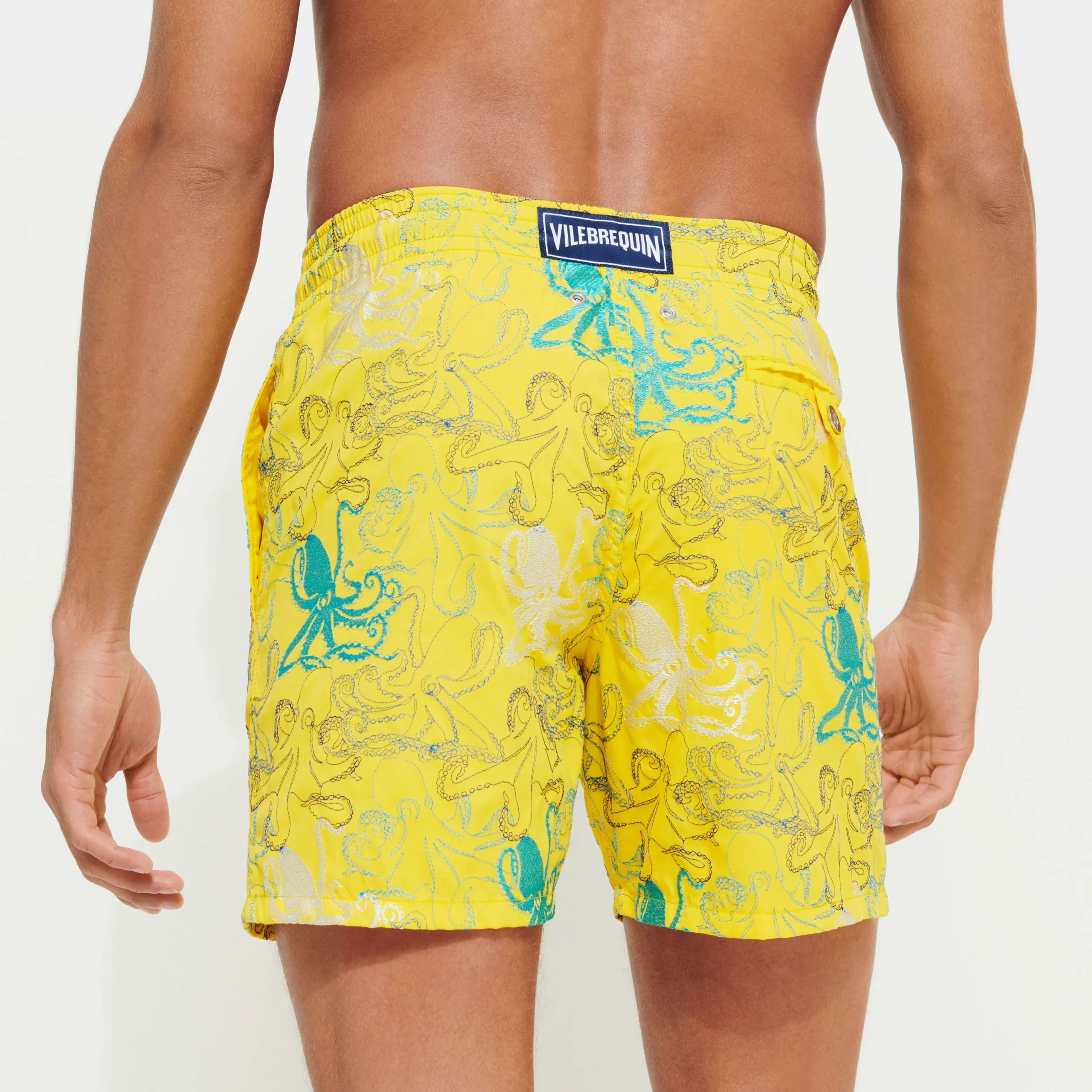 Cheap Vilebrequin Men Embroidered Swim Trunks Octopussy - Limited Edition Mimosa/Yellow