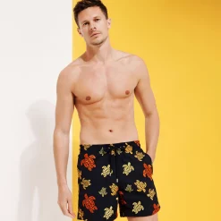 Best Vilebrequin Men Embroidered Swim Trunks Ronde Des Tortues - Limited Edition Navy/Blue