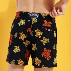 Best Vilebrequin Men Embroidered Swim Trunks Ronde Des Tortues - Limited Edition Navy/Blue