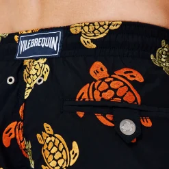 Best Vilebrequin Men Embroidered Swim Trunks Ronde Des Tortues - Limited Edition Navy/Blue