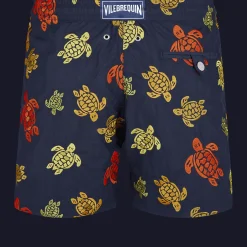 Best Vilebrequin Men Embroidered Swim Trunks Ronde Des Tortues - Limited Edition Navy/Blue