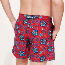 Online Vilebrequin Men Embroidered Swim Trunks Stars Gift - Limited Edition Burgundy/Red