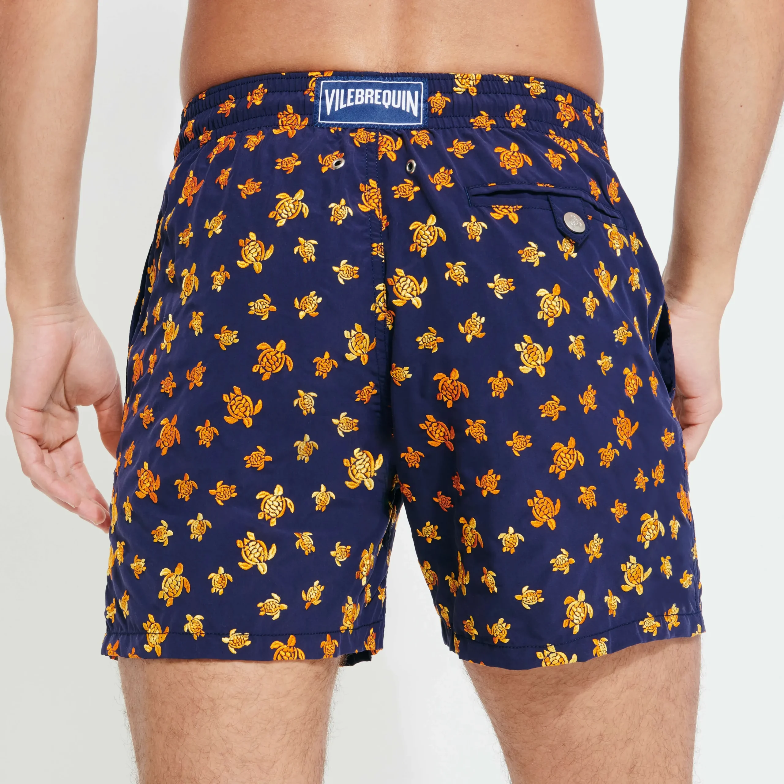 Hot Vilebrequin Men Embroidered Swim Trunks Micro Ronde Des Tortues - Limited Edition Navy/Blue