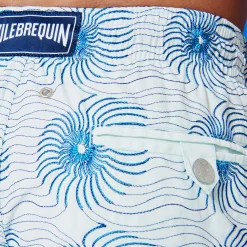 New Vilebrequin Men Embroidered Swim Trunks Hypno Shell - Limited Edition Glacier/Blue