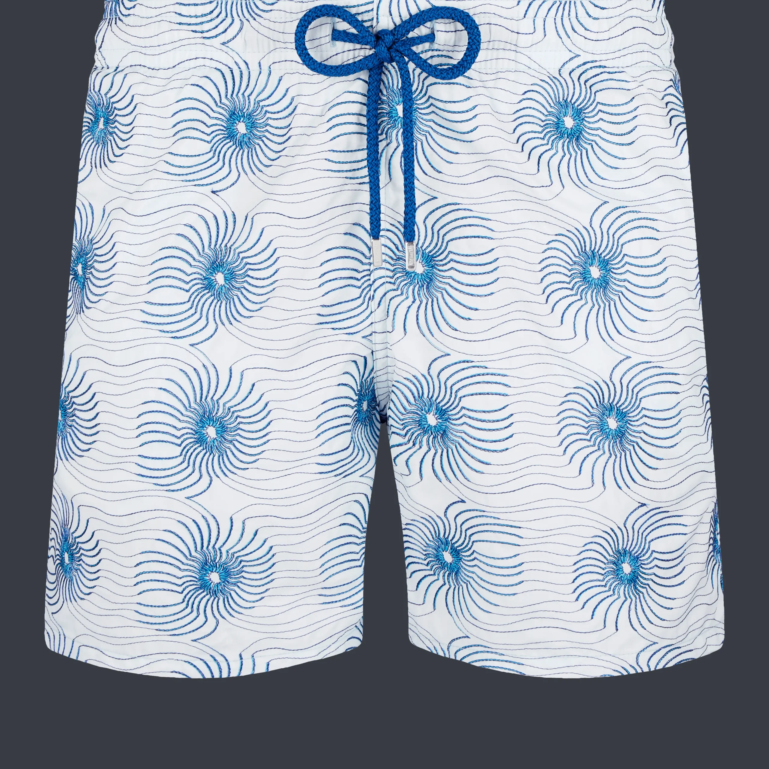 New Vilebrequin Men Embroidered Swim Trunks Hypno Shell - Limited Edition Glacier/Blue