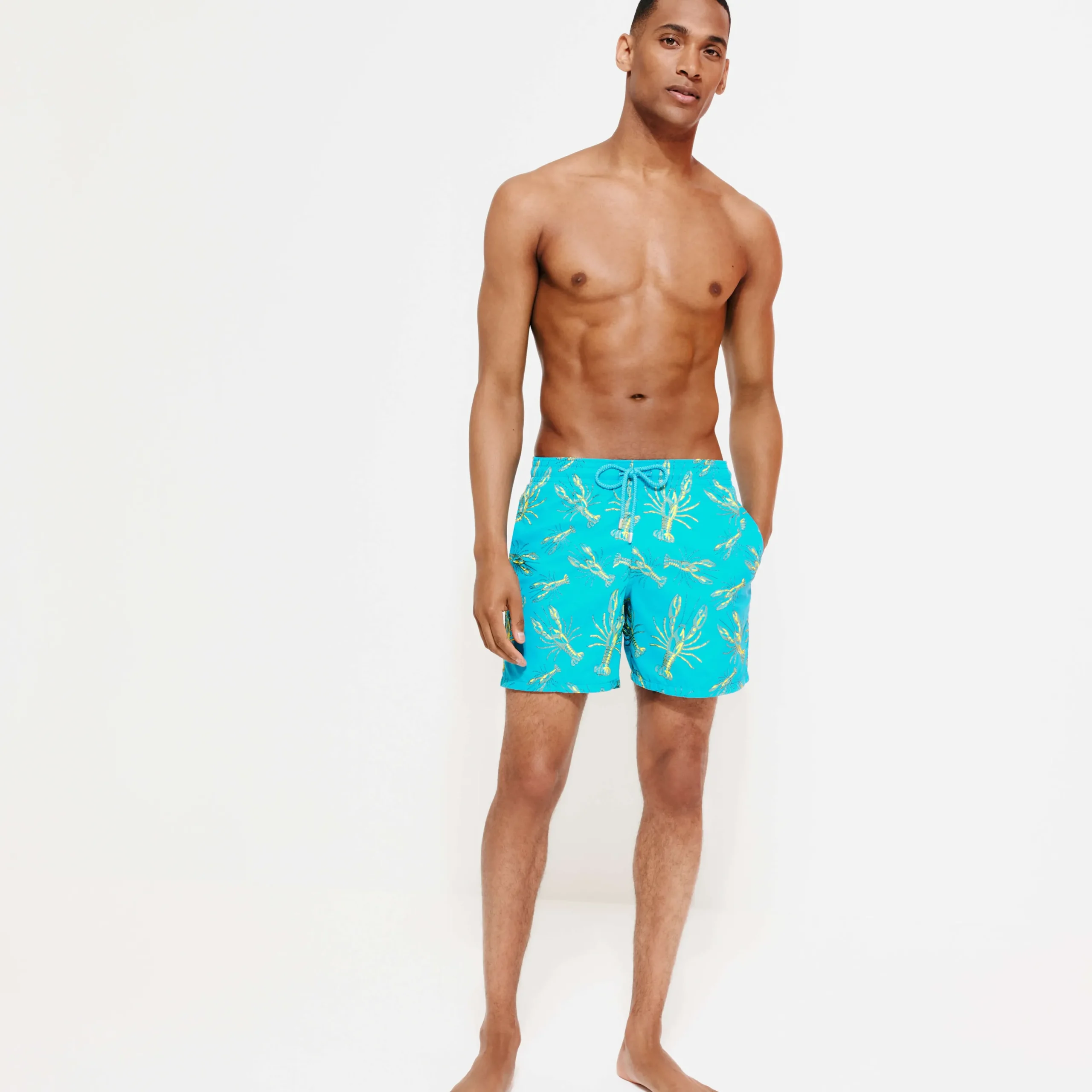 New Vilebrequin Men Embroidered Swimwear Lobsters - Limited Edition Curacao/Blue