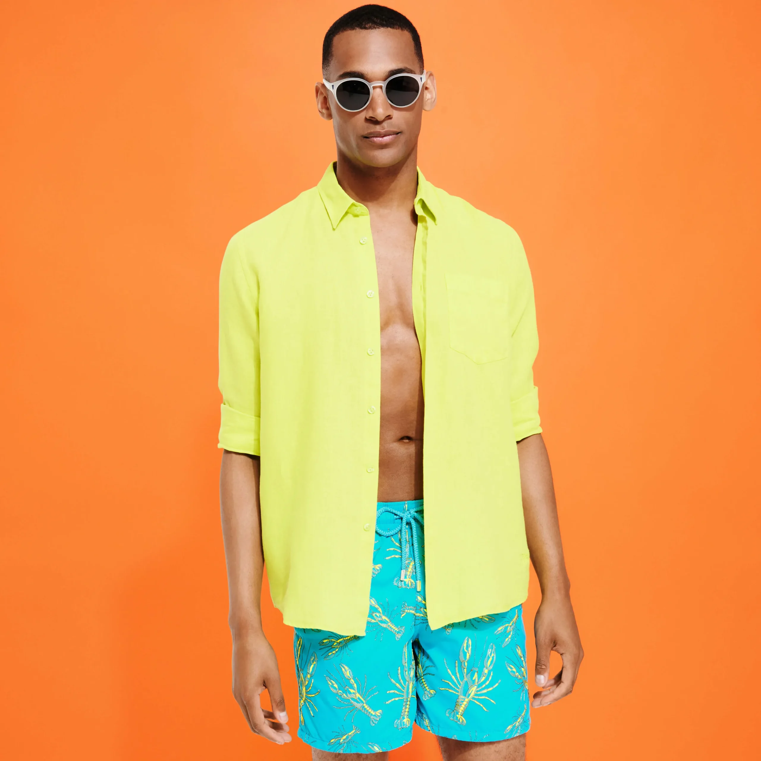 New Vilebrequin Men Embroidered Swimwear Lobsters - Limited Edition Curacao/Blue