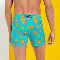 Sale Vilebrequin Men Flat Belt Stretch Swimwear Starfish Dance Curacao/Blue