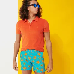 Sale Vilebrequin Men Flat Belt Stretch Swimwear Starfish Dance Curacao/Blue