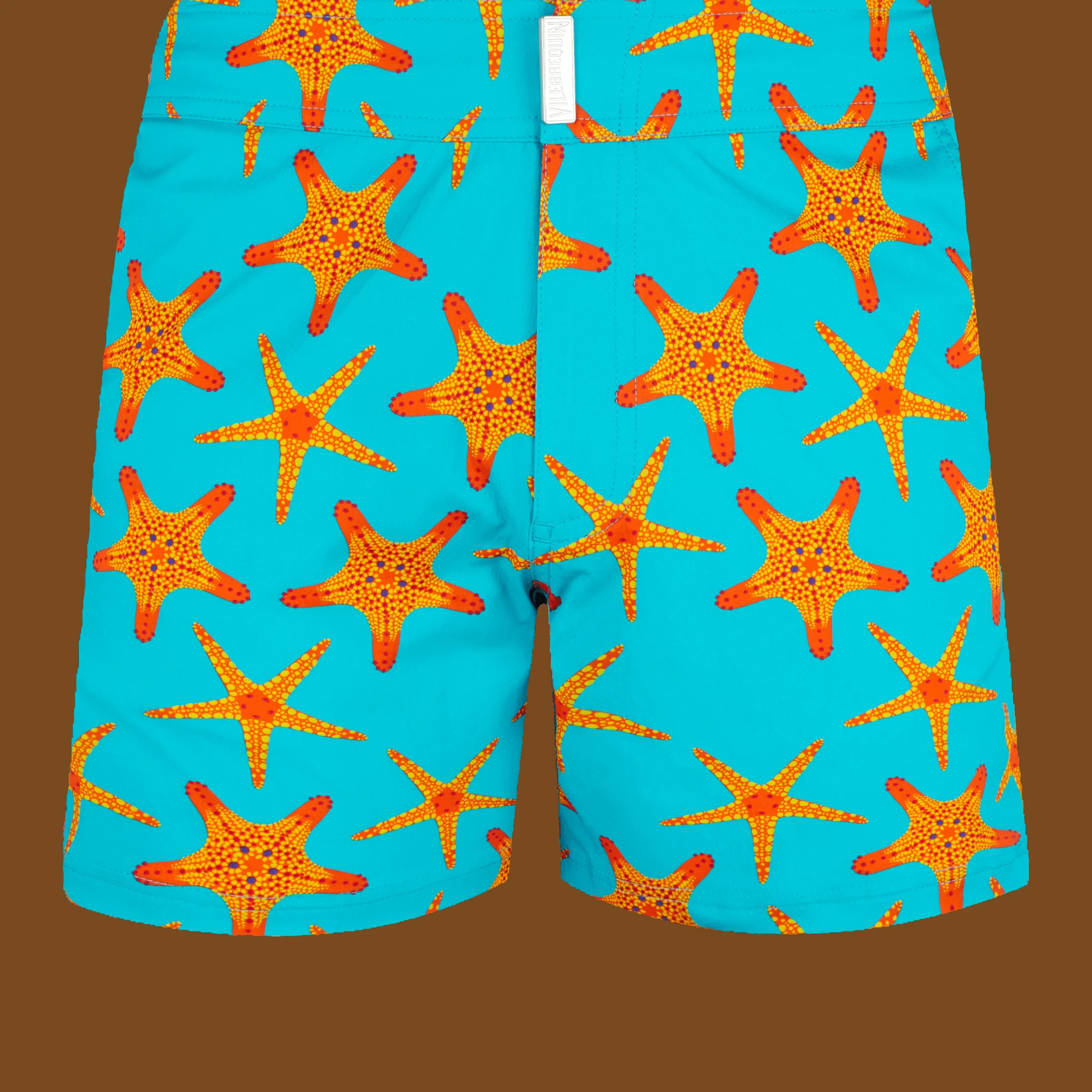 Sale Vilebrequin Men Flat Belt Stretch Swimwear Starfish Dance Curacao/Blue