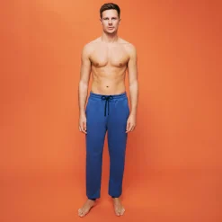 Cheap Vilebrequin Men Jogger Cotton Pants Solid Sea Blue/Blue