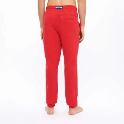 Best Vilebrequin Men Jogger Cotton Pants Solid Burgundy/Red