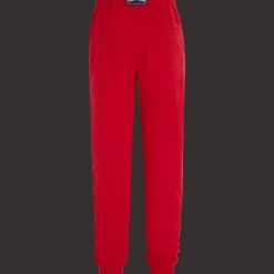Best Vilebrequin Men Jogger Cotton Pants Solid Burgundy/Red