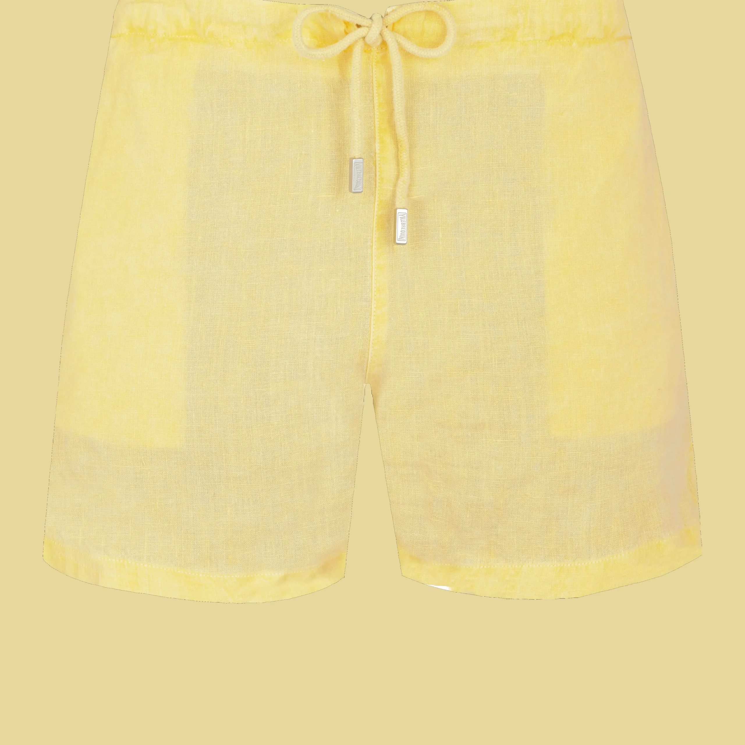 Outlet Vilebrequin Men Linen Bermuda Shorts Mineral Dye Genet/Yellow