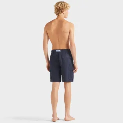 Best Sale Vilebrequin Men Linen Bermuda Shorts Cargo Pockets Navy/Blue