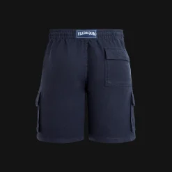 Best Sale Vilebrequin Men Linen Bermuda Shorts Cargo Pockets Navy/Blue
