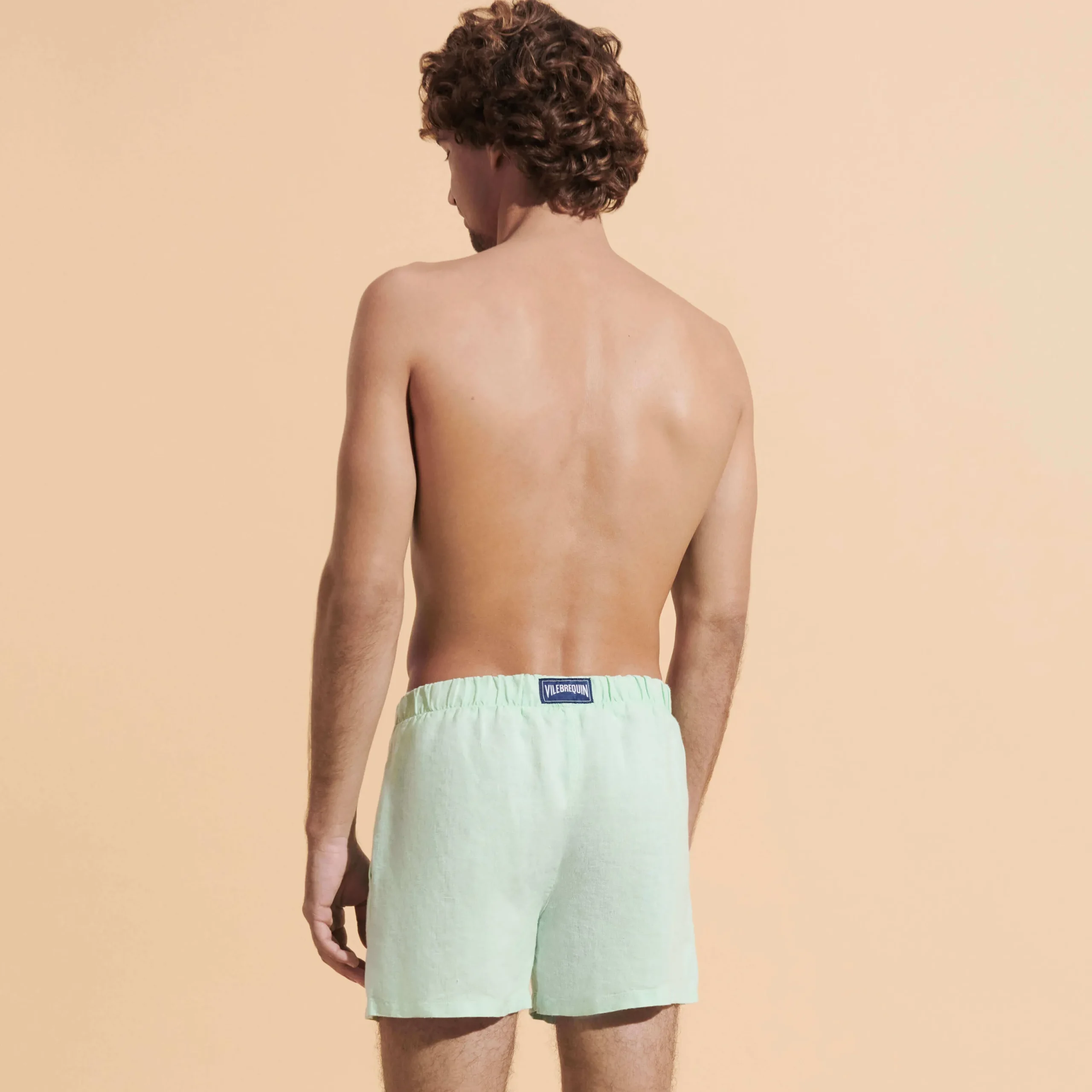 Clearance Vilebrequin Men Linen Bermuda Shorts Mineral Dye Water Green/Green
