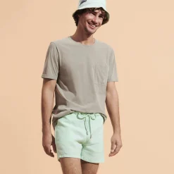 Clearance Vilebrequin Men Linen Bermuda Shorts Mineral Dye Water Green/Green