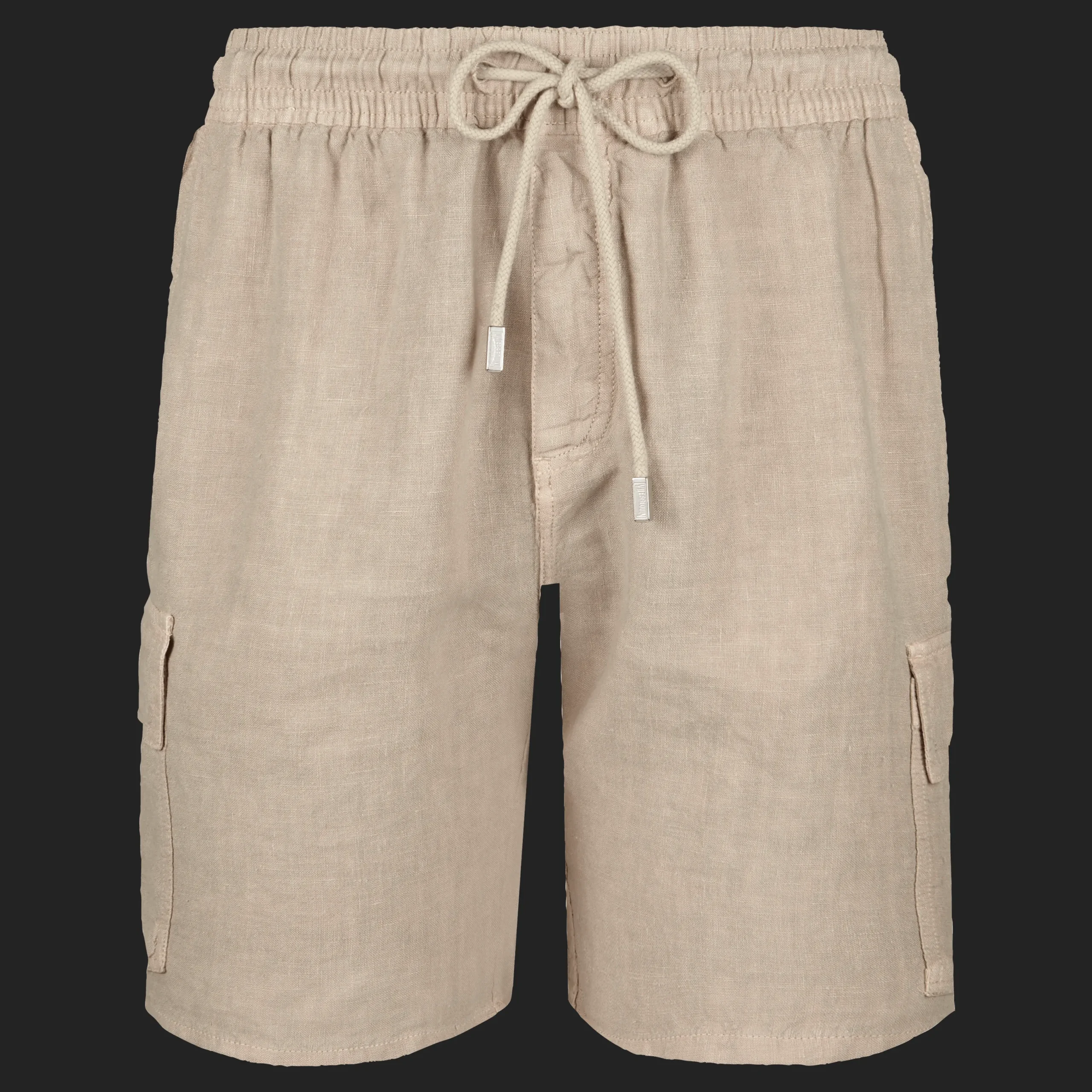 Outlet Vilebrequin Men Linen Bermuda Shorts Cargo Pockets Safari/Beige