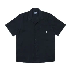 Hot Vilebrequin Men Linen Bowling Shirt In Solid Navy - X Malbon Navy/Blue