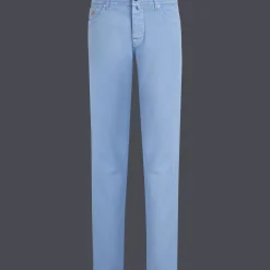 Sale Vilebrequin Men Linen Jeans Drill 5-Pockets Solid Divine/Blue