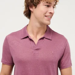 Cheap Vilebrequin Men Linen Jersey Polo Shirt Solid Murasaki/Purple