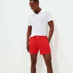 Outlet Vilebrequin Men Linen Jersey Polo Shirt Solid White/White