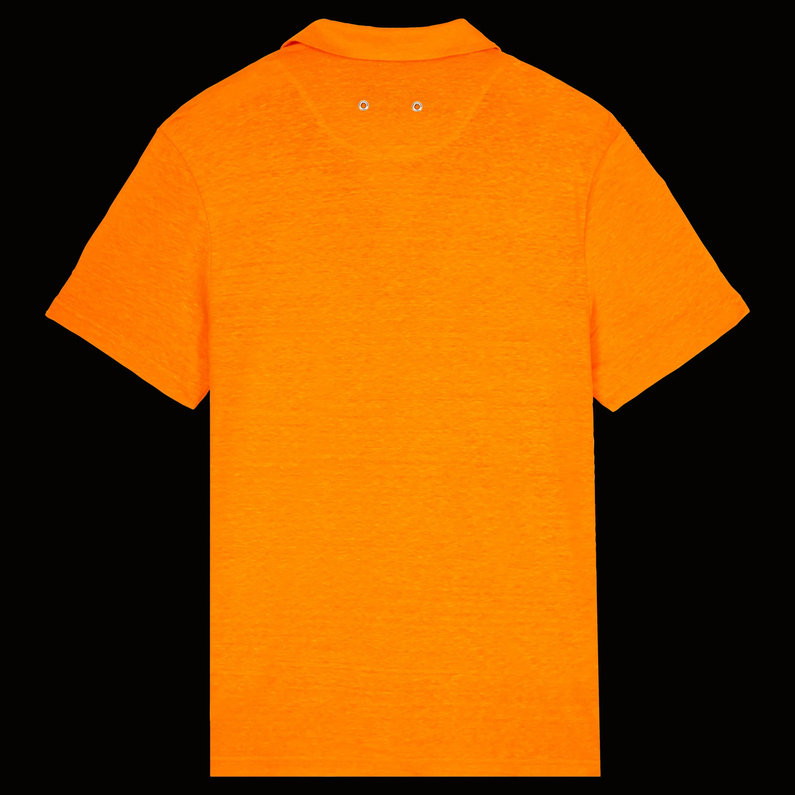 Clearance Vilebrequin Men Linen Jersey Polo Shirt Solid Carrot/Orange