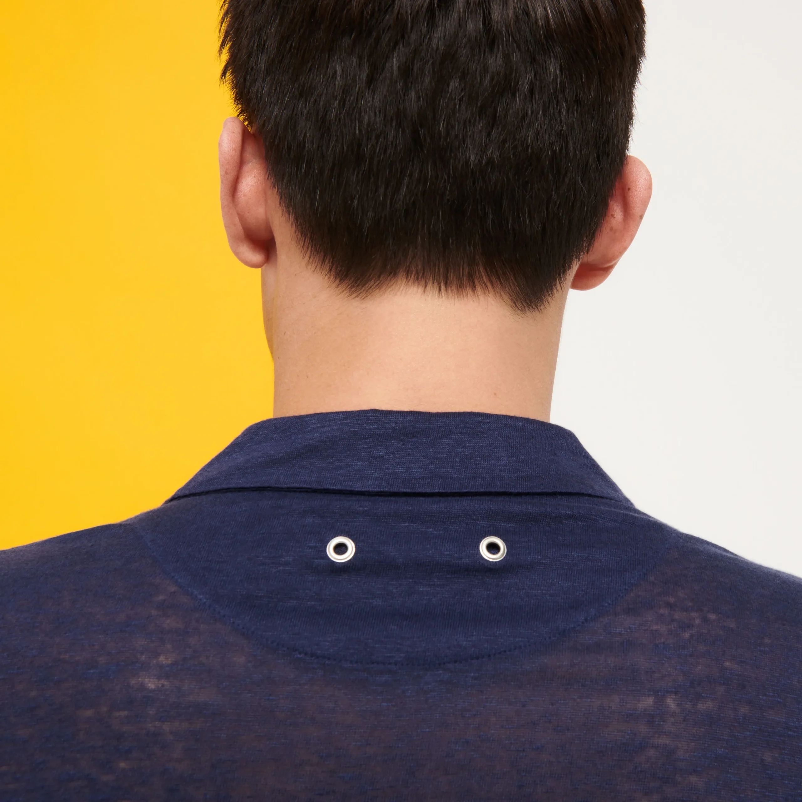 Shop Vilebrequin Men Linen Jersey Polo Shirt Solid Navy/Blue