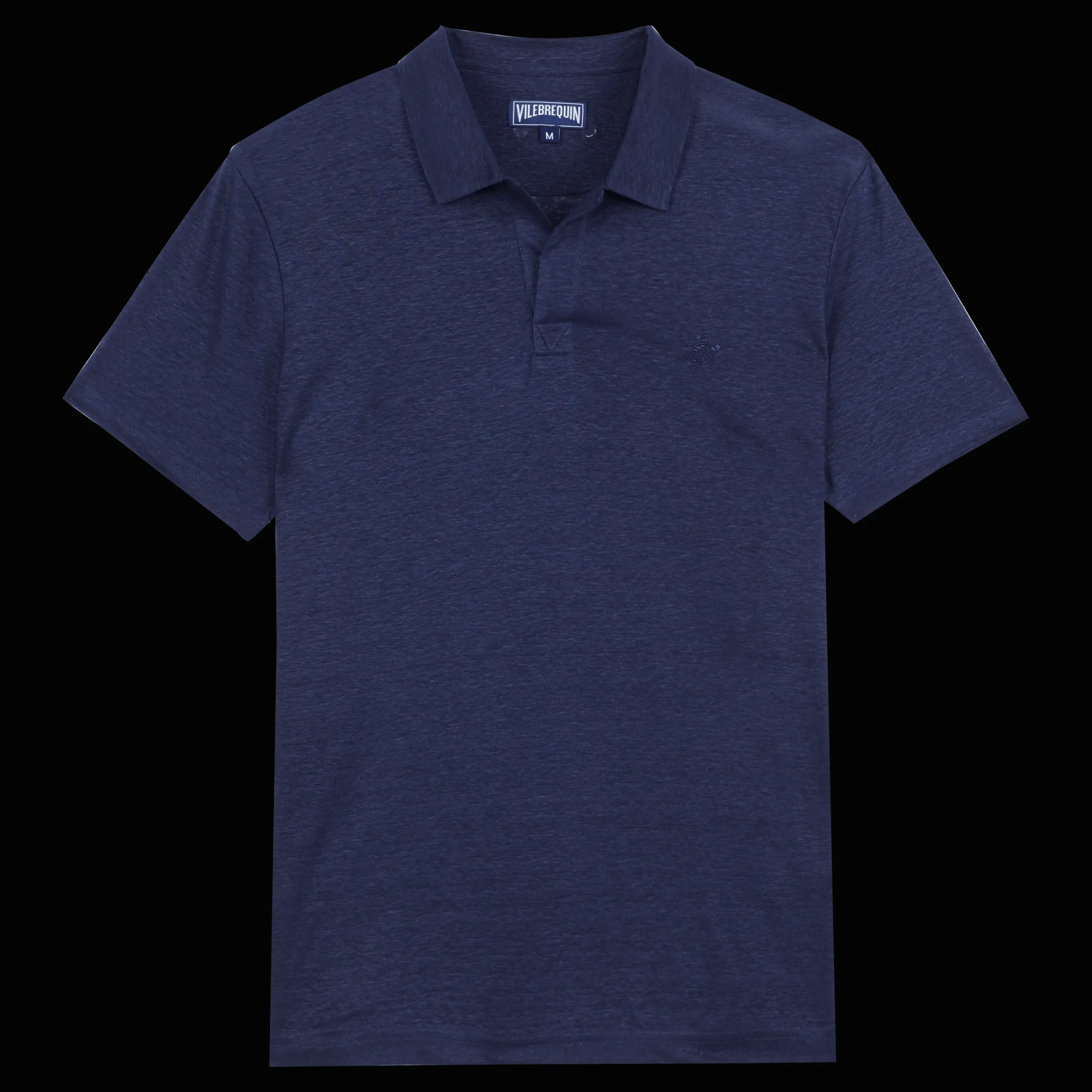 Shop Vilebrequin Men Linen Jersey Polo Shirt Solid Navy/Blue