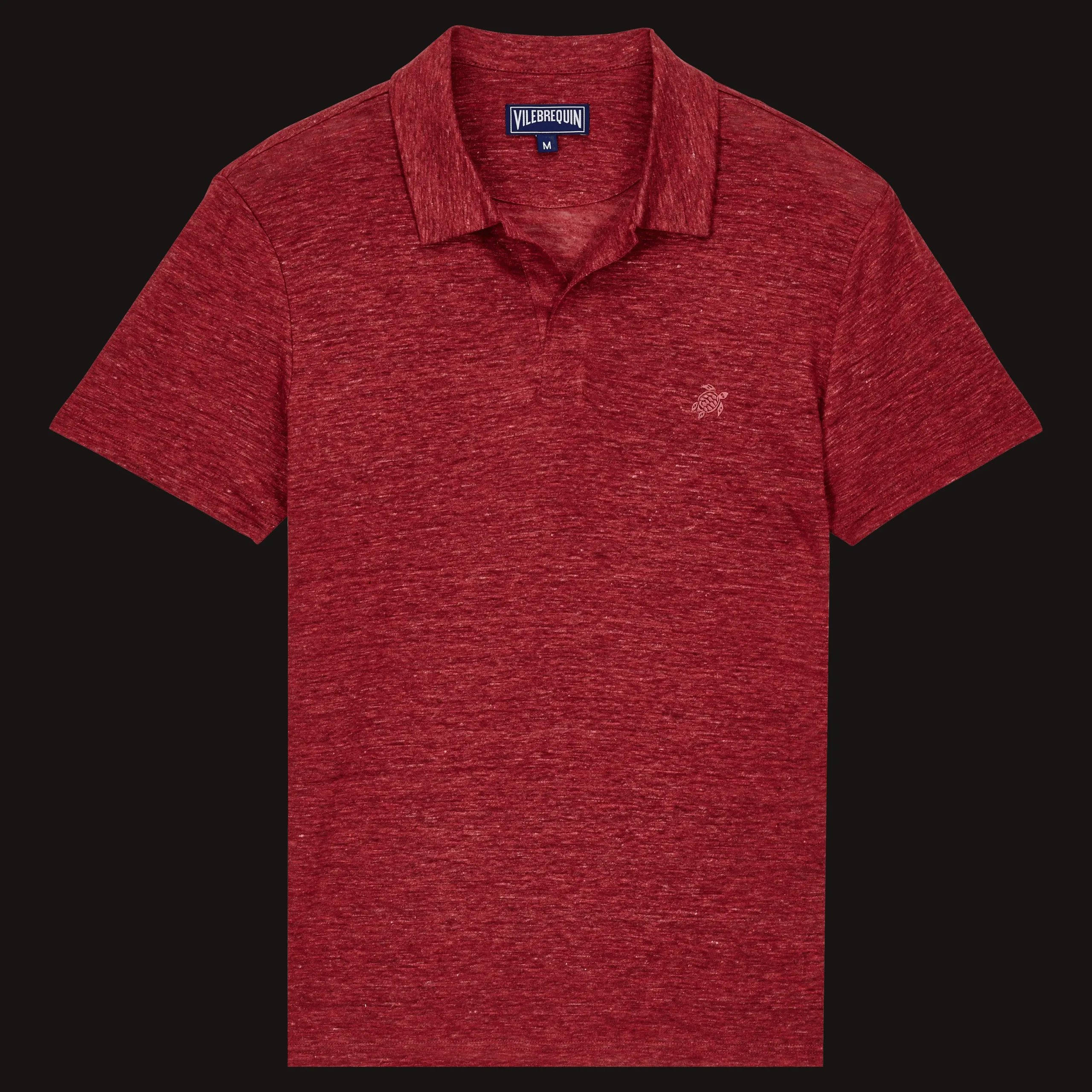 Hot Vilebrequin Men Linen Jersey Polo Shirt Solid Heather Burgundy/Red