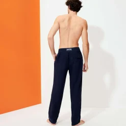 Cheap Vilebrequin Men Linen Pants Solid Navy/Blue