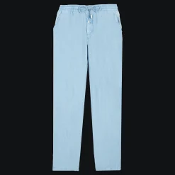 Hot Vilebrequin Men Linen Pants Solid Mineral Dye Source/Blue
