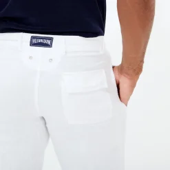 Clearance Vilebrequin Men Linen Pants Straight Solid White/White