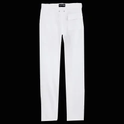 Clearance Vilebrequin Men Linen Pants Straight Solid White/White