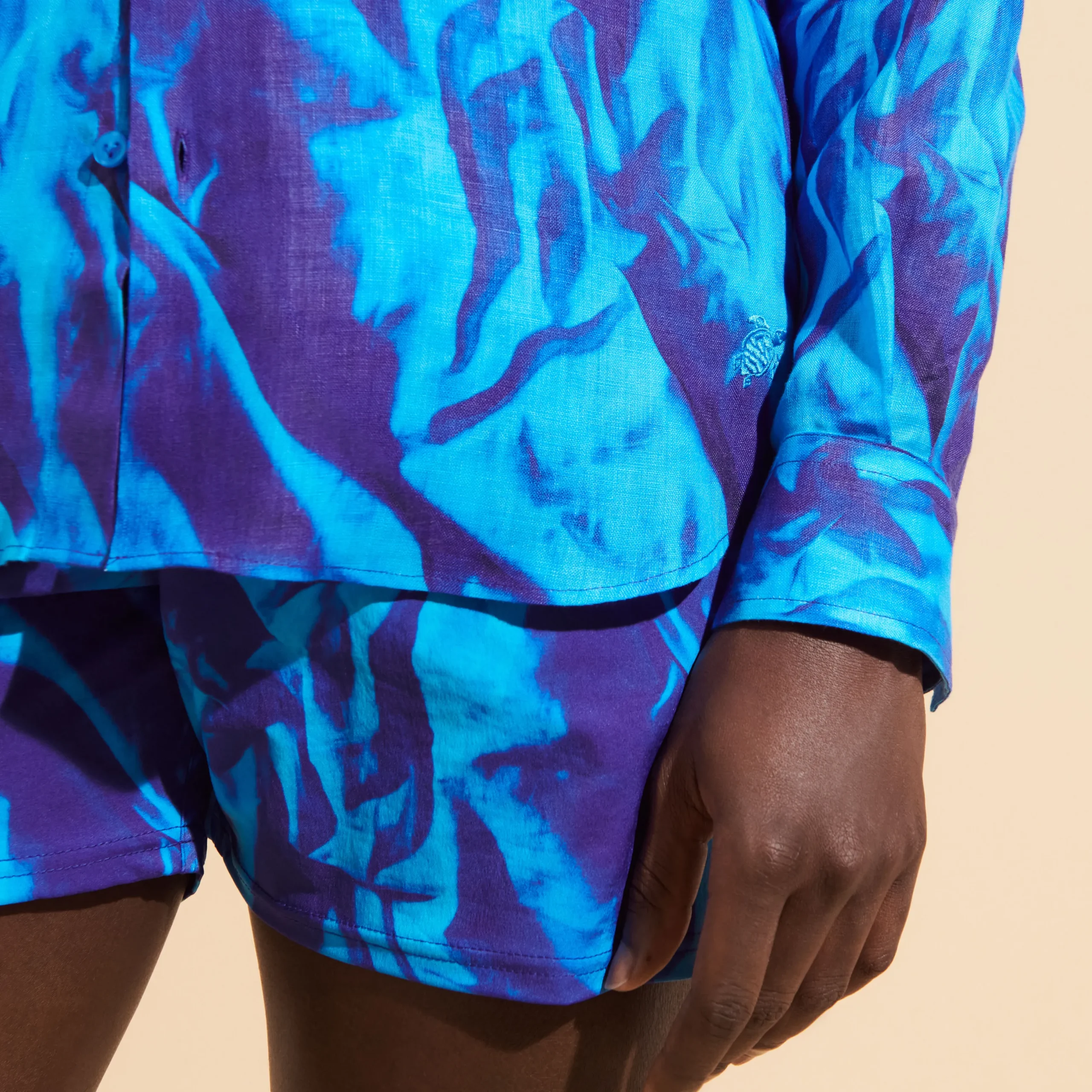 Best Sale Vilebrequin Men Linen Shirt Les Draps Froisses Neptune Blue/Blue