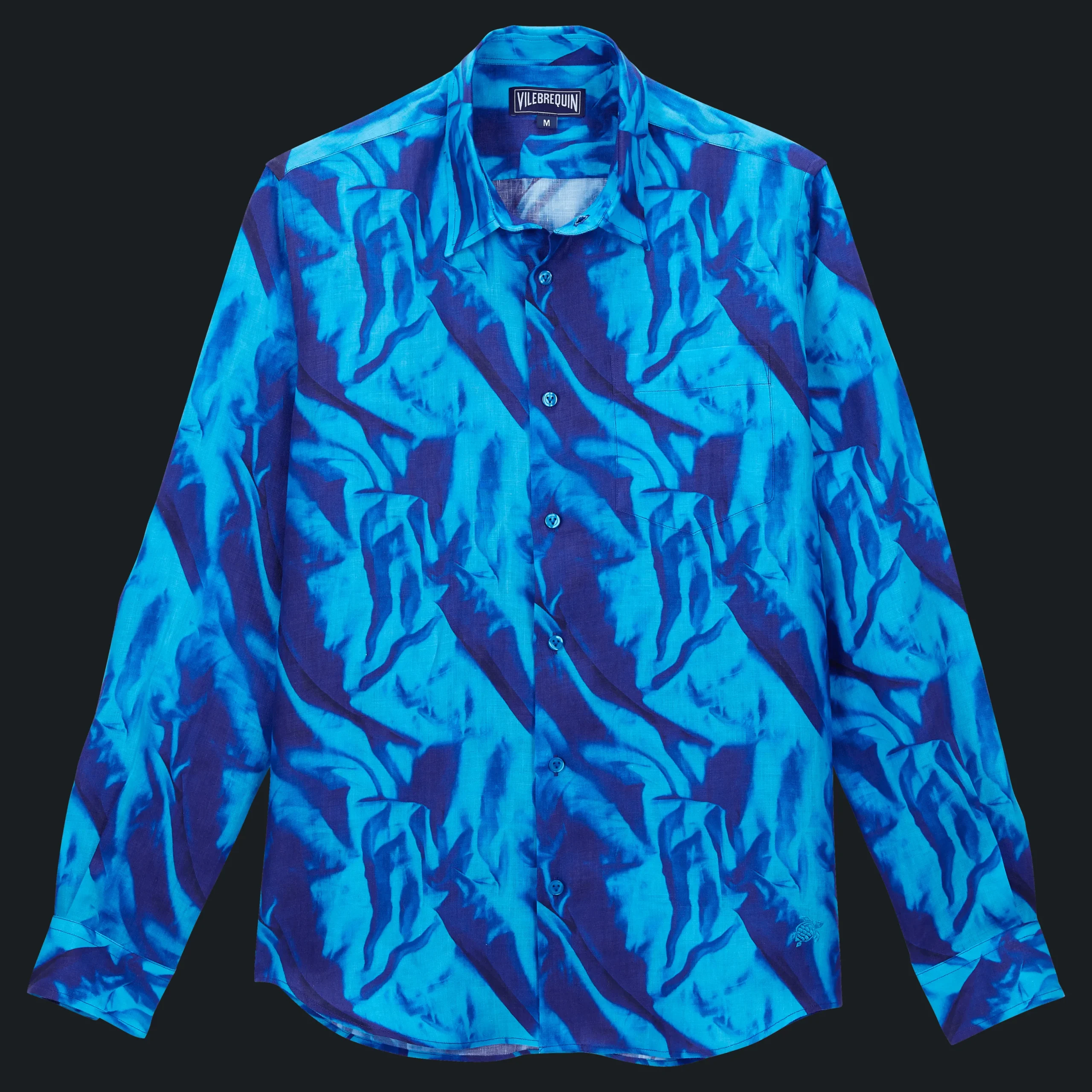 Best Sale Vilebrequin Men Linen Shirt Les Draps Froisses Neptune Blue/Blue