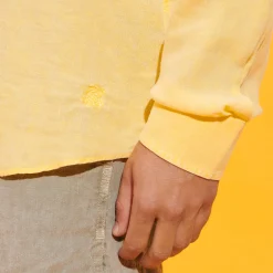 Outlet Vilebrequin Men Linen Shirt Solid Genet/Yellow