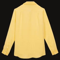 Outlet Vilebrequin Men Linen Shirt Solid Genet/Yellow