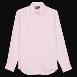 Cheap Vilebrequin Men Linen Shirt Solid Ballet Shoe/Pink