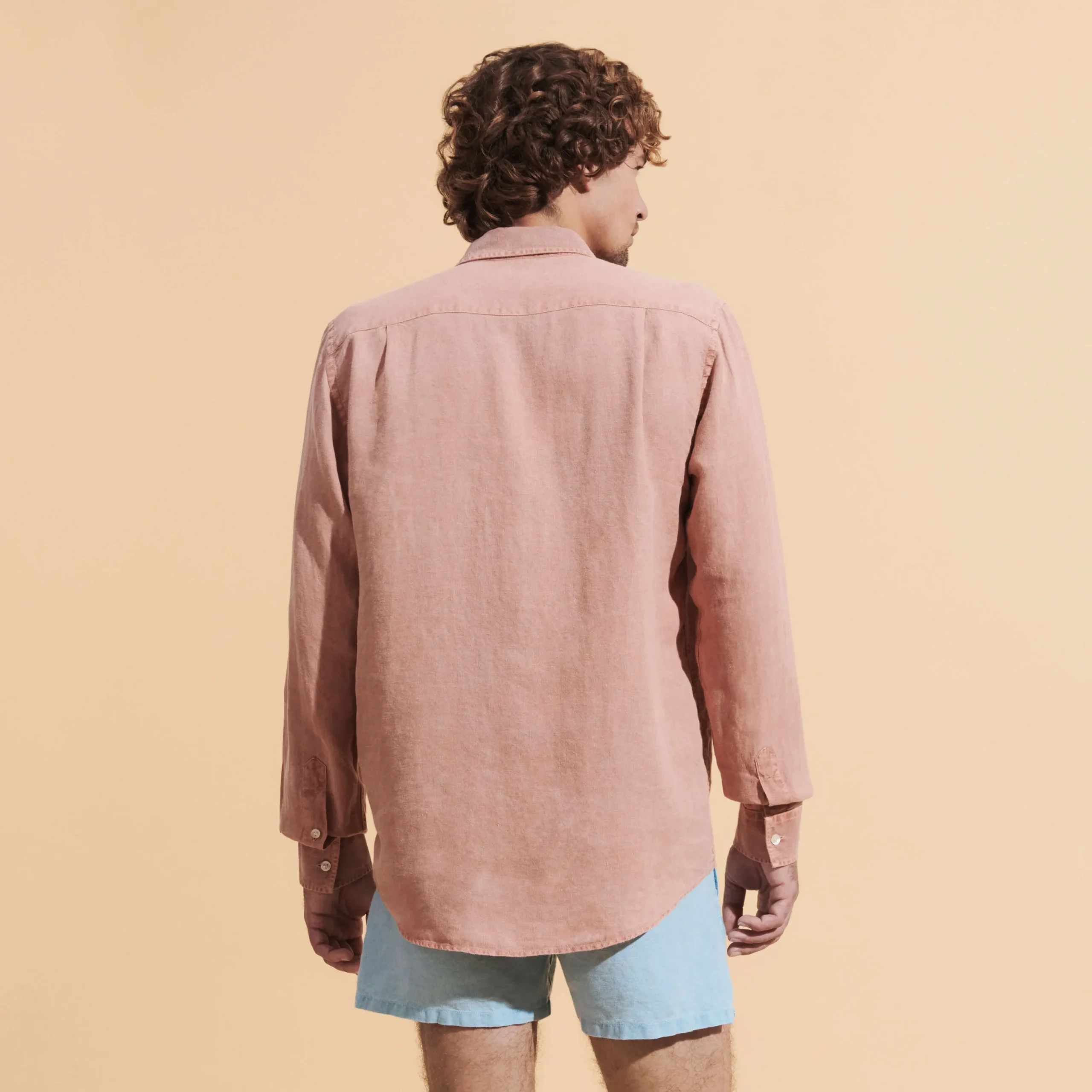 Sale Vilebrequin Men Linen Shirt Solid Pottery/Orange