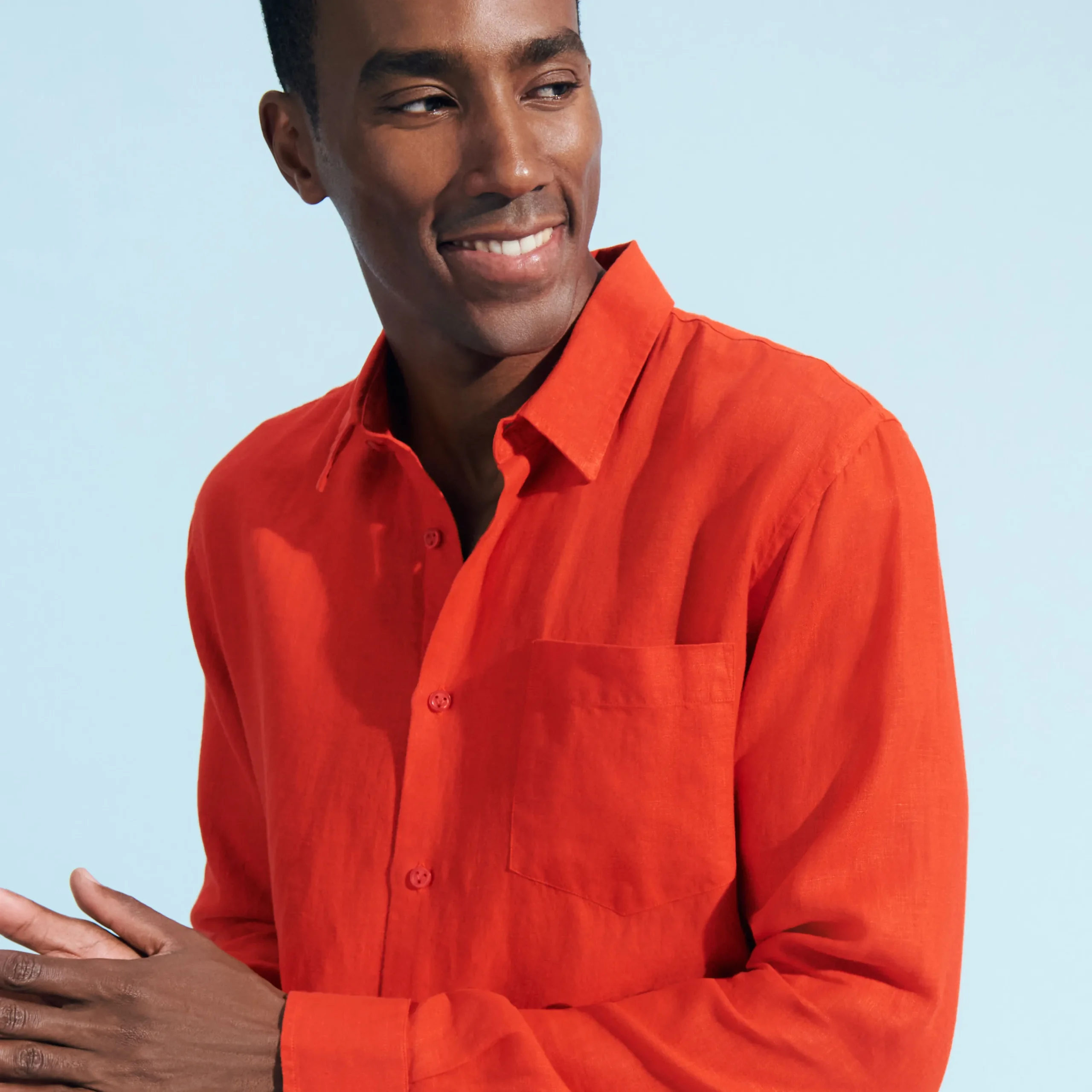 Flash Sale Vilebrequin Men Linen Shirt Solid Poppy Red/Red