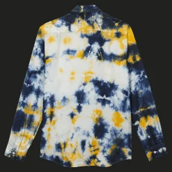 Shop Vilebrequin Men Linen Shirt Tie & Dye Navy/Blue