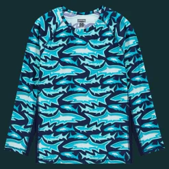 Fashion Vilebrequin Men Long Sleeves Rashguard Requins 3D Navy/Blue