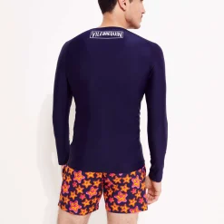 Store Vilebrequin Men Long Sleeves Zipper Rashguard Solid Navy/Blue